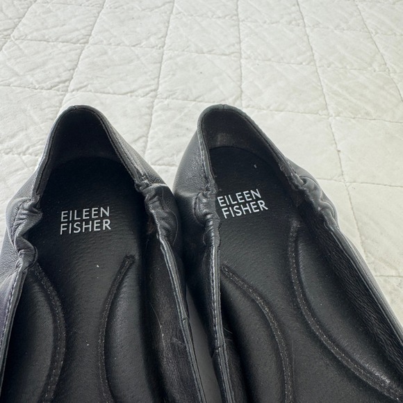 Eileen Fisher Fosse Leather Ballet Flats Black Slip On Round Toe Women Size 7.5 - Picture 10 of 11